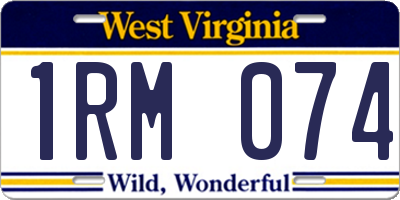 WV license plate 1RM074