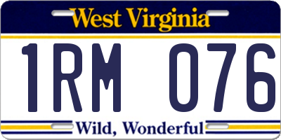 WV license plate 1RM076