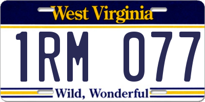 WV license plate 1RM077