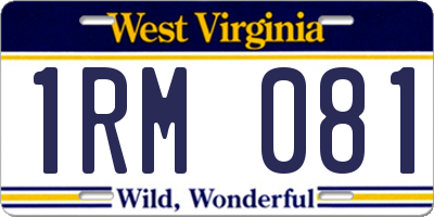 WV license plate 1RM081