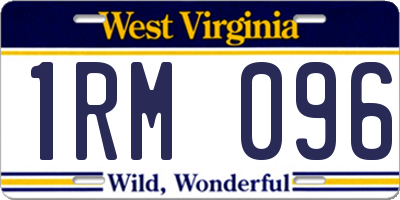 WV license plate 1RM096