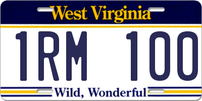 WV license plate 1RM100