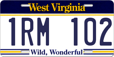 WV license plate 1RM102