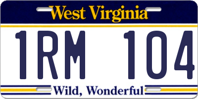WV license plate 1RM104