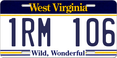WV license plate 1RM106