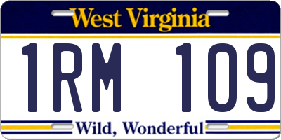 WV license plate 1RM109