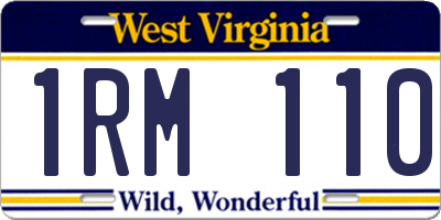 WV license plate 1RM110
