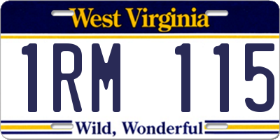 WV license plate 1RM115