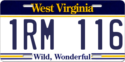 WV license plate 1RM116