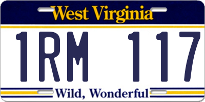 WV license plate 1RM117