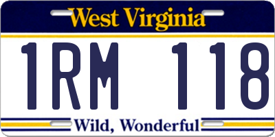 WV license plate 1RM118