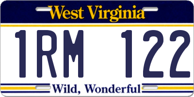 WV license plate 1RM122