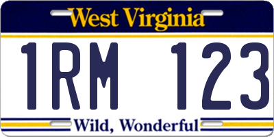 WV license plate 1RM123