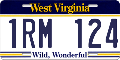 WV license plate 1RM124