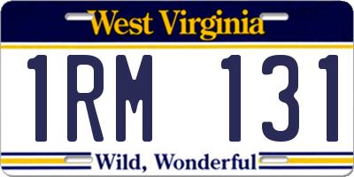 WV license plate 1RM131