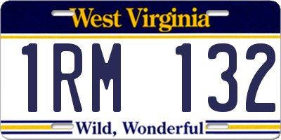 WV license plate 1RM132
