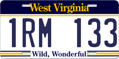 WV license plate 1RM133