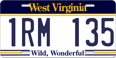 WV license plate 1RM135