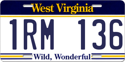 WV license plate 1RM136