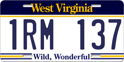 WV license plate 1RM137
