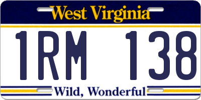WV license plate 1RM138