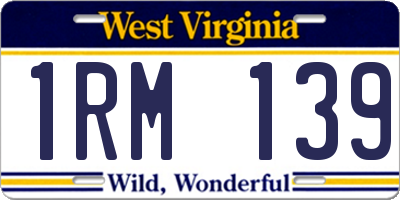 WV license plate 1RM139