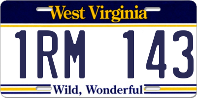 WV license plate 1RM143