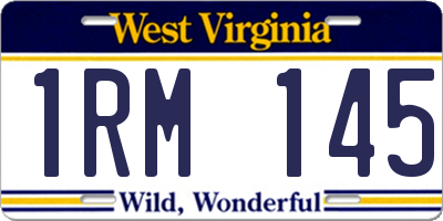 WV license plate 1RM145