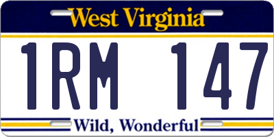 WV license plate 1RM147