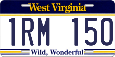 WV license plate 1RM150