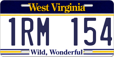 WV license plate 1RM154