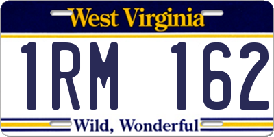 WV license plate 1RM162