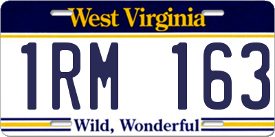 WV license plate 1RM163