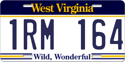 WV license plate 1RM164