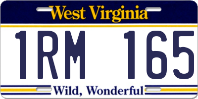 WV license plate 1RM165