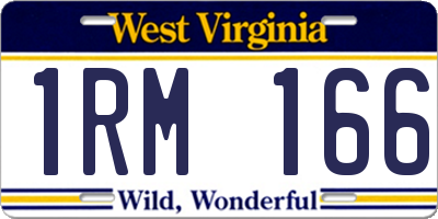 WV license plate 1RM166
