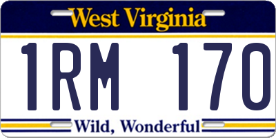 WV license plate 1RM170