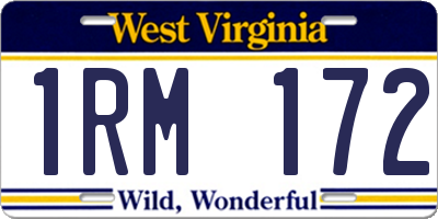 WV license plate 1RM172