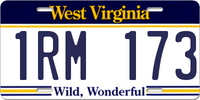 WV license plate 1RM173