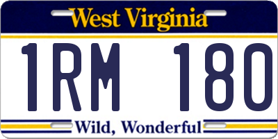 WV license plate 1RM180