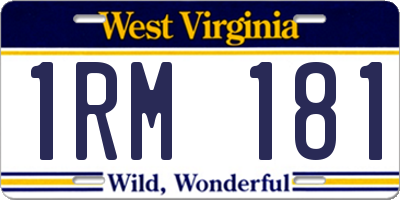 WV license plate 1RM181