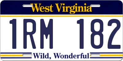 WV license plate 1RM182