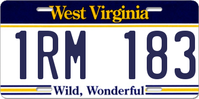 WV license plate 1RM183
