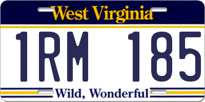 WV license plate 1RM185