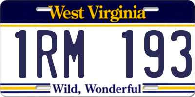 WV license plate 1RM193