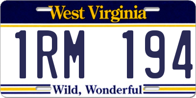 WV license plate 1RM194