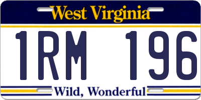 WV license plate 1RM196