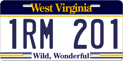 WV license plate 1RM201