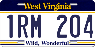 WV license plate 1RM204