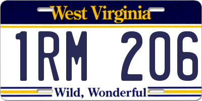 WV license plate 1RM206